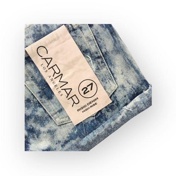 new LF Carmar ❉ Retro 80’s Acid Wash Denim High Waist Cuffed Festival Short ❉ 27 - Picture 6 of 16